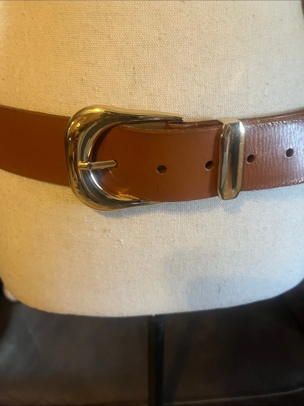 LOFT Brown Leather Belt with Gold Tone Hardware Cowgirl Western Boho